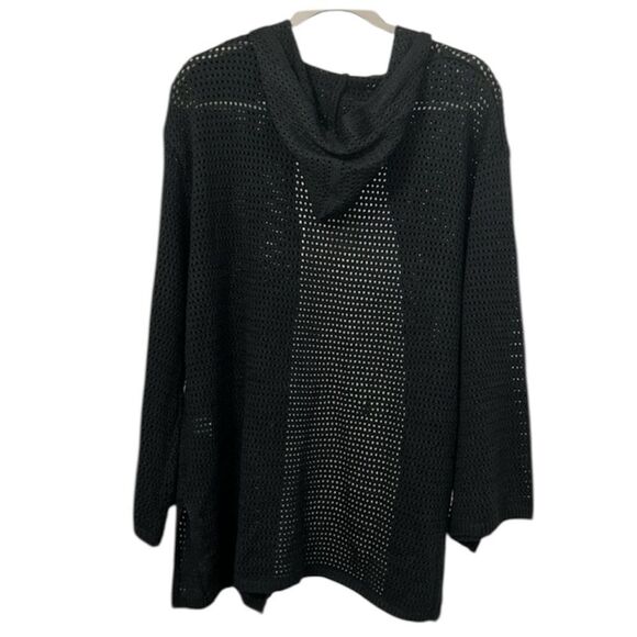 Elan Black Crotchet Hoodie Open Front Cardigan(Size Large) - Picture 4 of 7